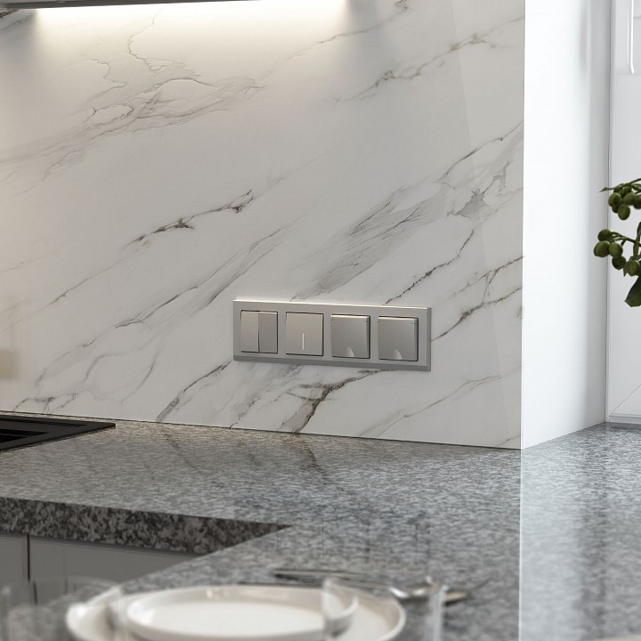 Выключатель перекрестный двухклавишный без рамки werkel серебряный матовый w1123065