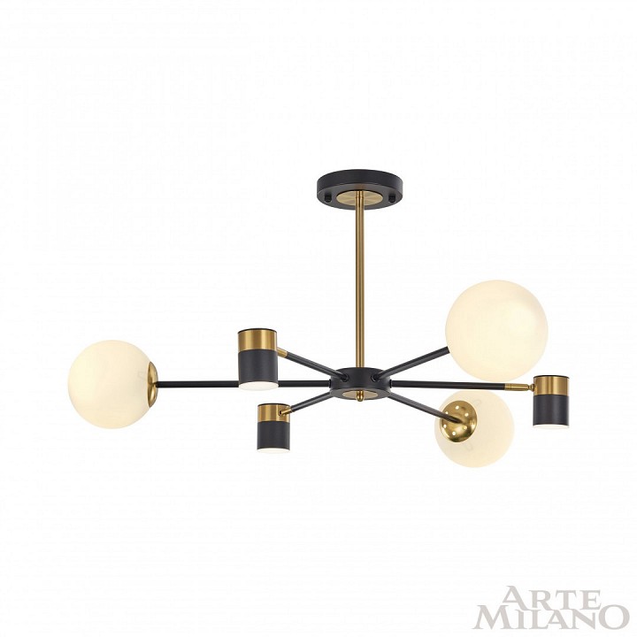 Люстра на штанге arte milano ferrara-71040 274802/6 bk/gd