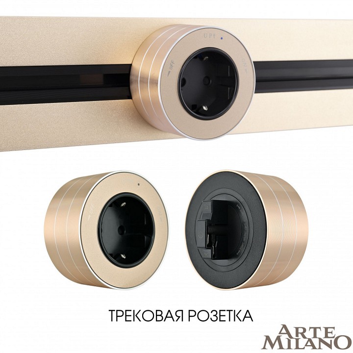 Розетка с заземлением на треке arte milano am-track-sockets 380011ts/es gold