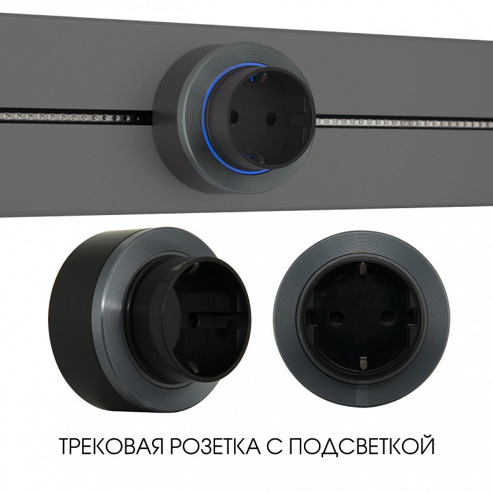 Розетка с заземлением на треке arte milano am-track-sockets-39 397952ts/es grey