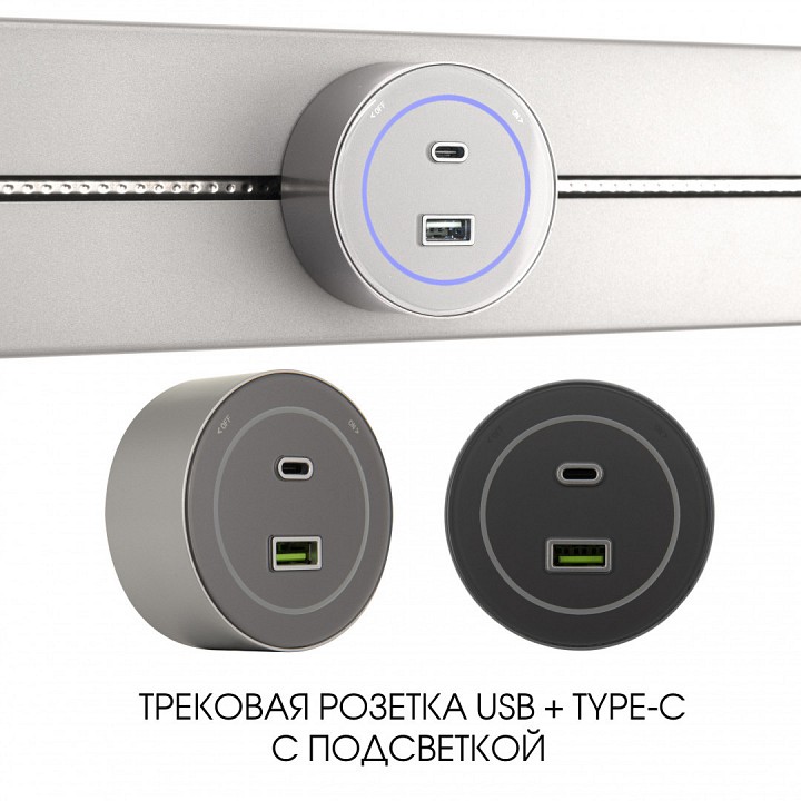 Розетка usb и type c на треке arte milano am-track-sockets-39 399732ts/usb-type-c silver