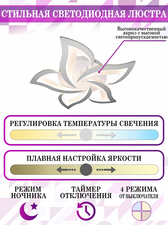 Потолочная люстра natali kovaltseva smart home led lamps 81212