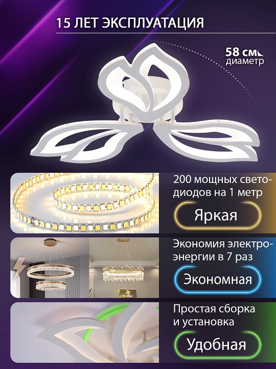Потолочная люстра natali kovaltseva fortuna led lamps 81107/2c