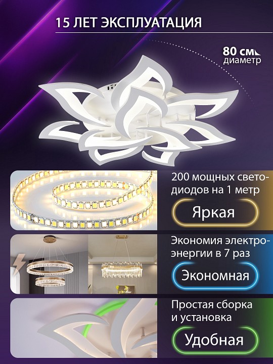 Потолочная люстра natali kovaltseva olimp led smart 84005