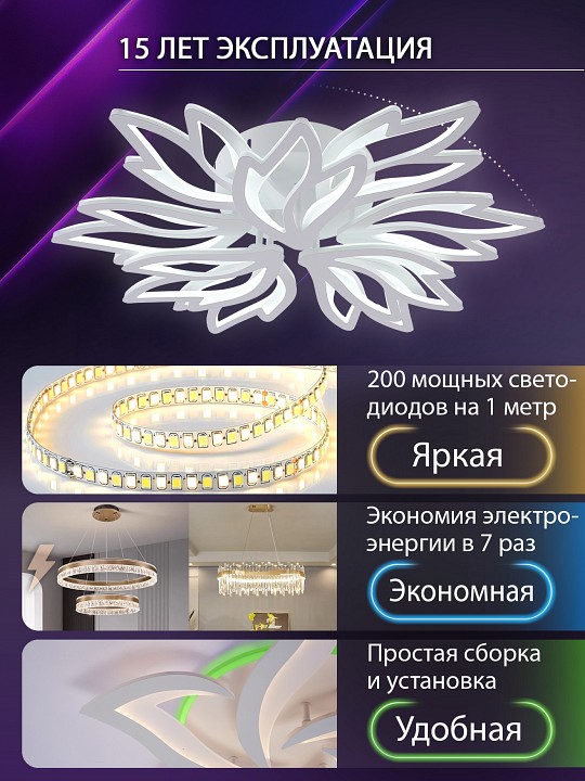 Потолочная люстра natali kovaltseva rif led lamps 81118/7c
