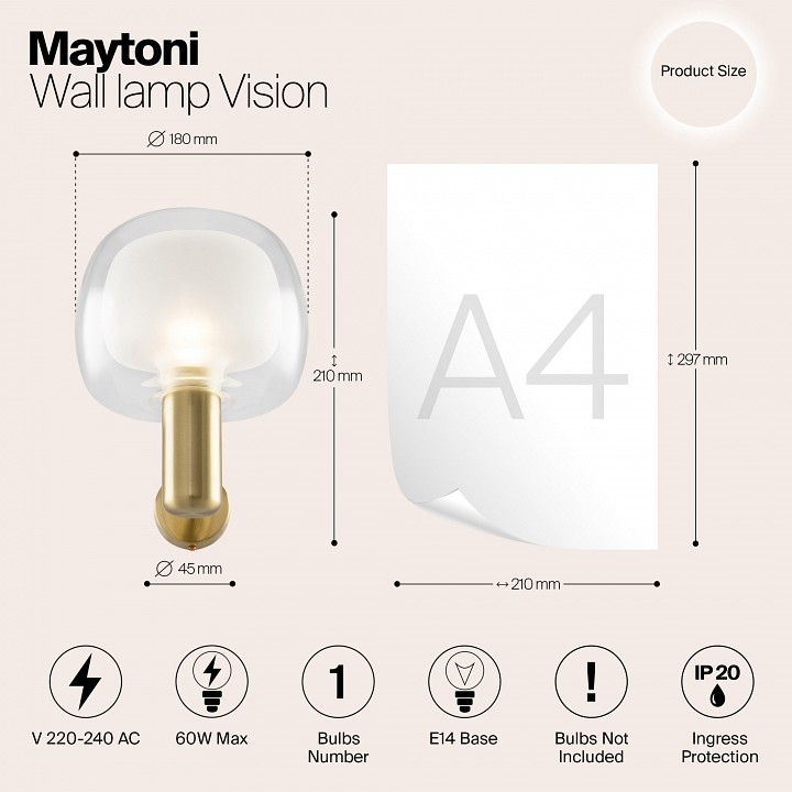 Бра maytoni vision mod411wl-01g