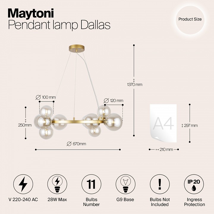 Подвесная люстра maytoni dallas mod545pl-11g