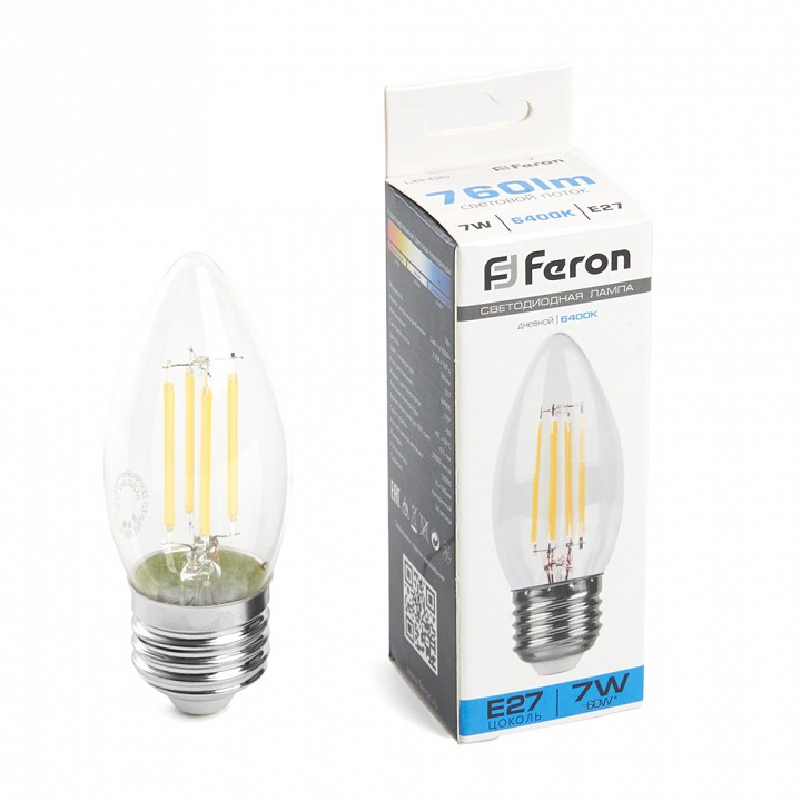 Лампа светодиодная feron lb-66 e27 7вт 6400k 38272