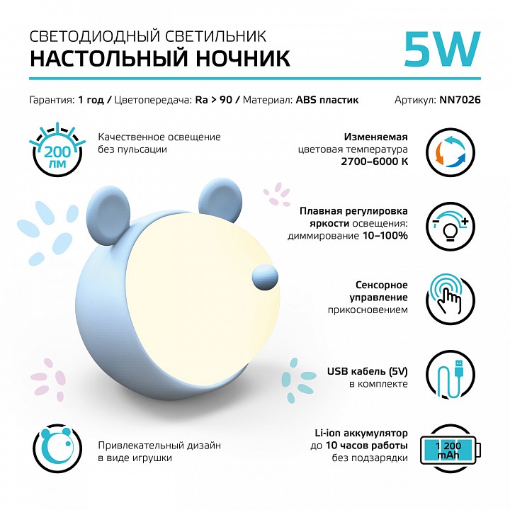 Настольная лампа-ночник gauss qplus nn7026