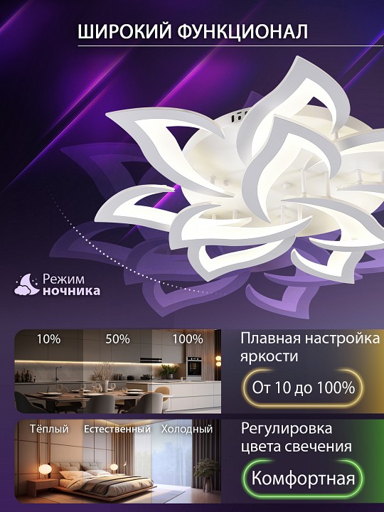 Потолочная люстра natali kovaltseva olimp led smart 84005