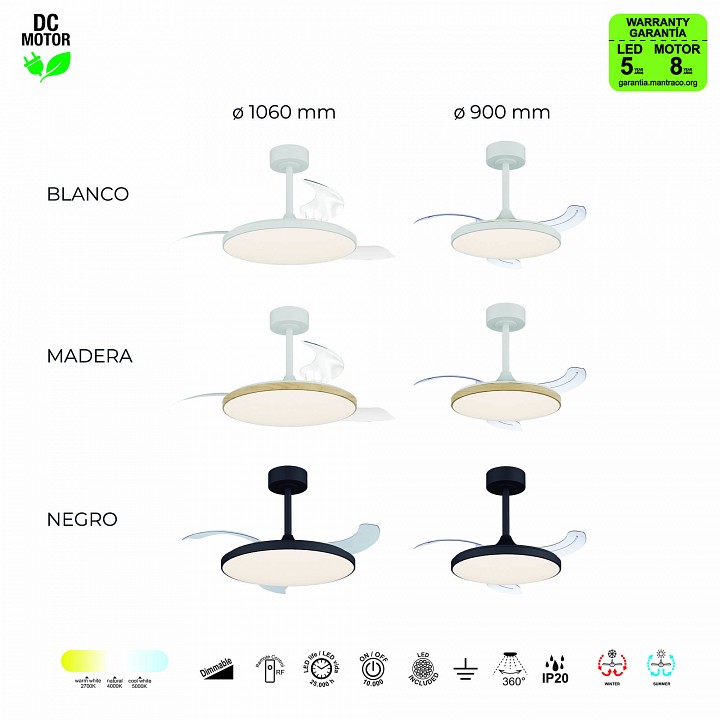 Светильник с вентилятором mantra slim fan 9006