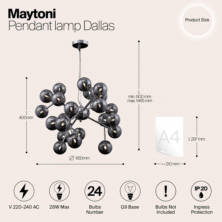 Подвесная люстра maytoni dallas mod545pl-24g