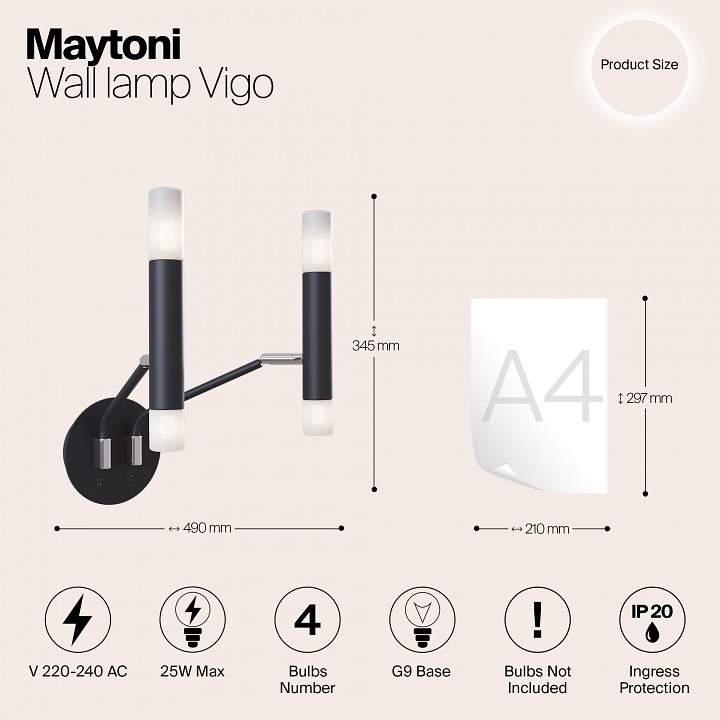 Бра maytoni vigo mod620wl-04b