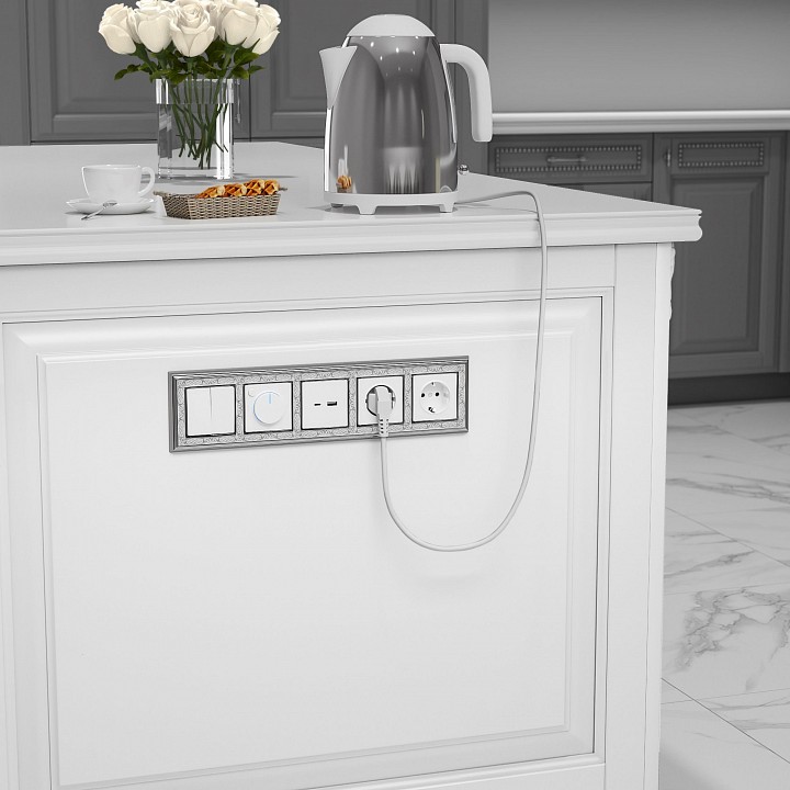 Выключатель проходной двухклавишный без рамки werkel белые w1122001