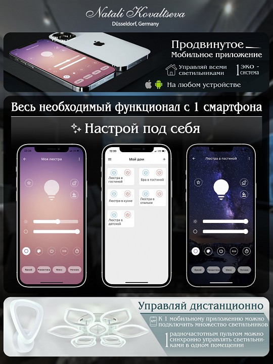 Потолочная люстра natali kovaltseva olimp high-tech led lamps 82020 black