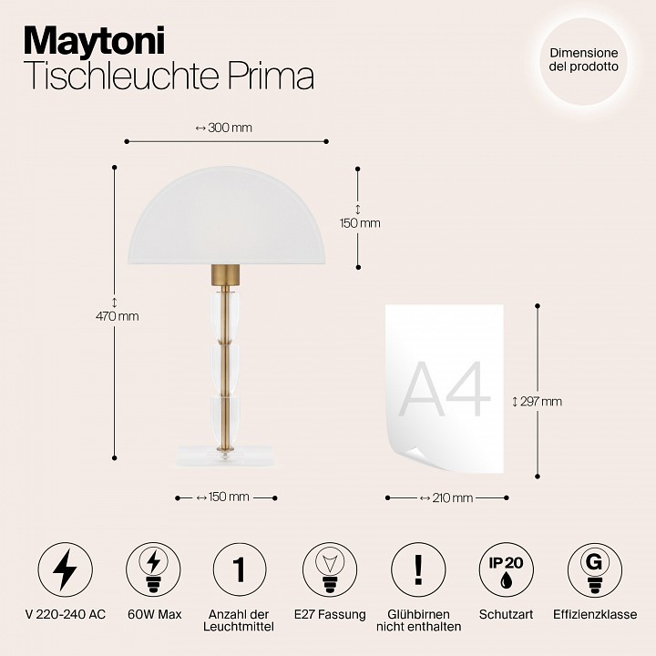 Настольная лампа декоративная maytoni prima z034tl-01bz
