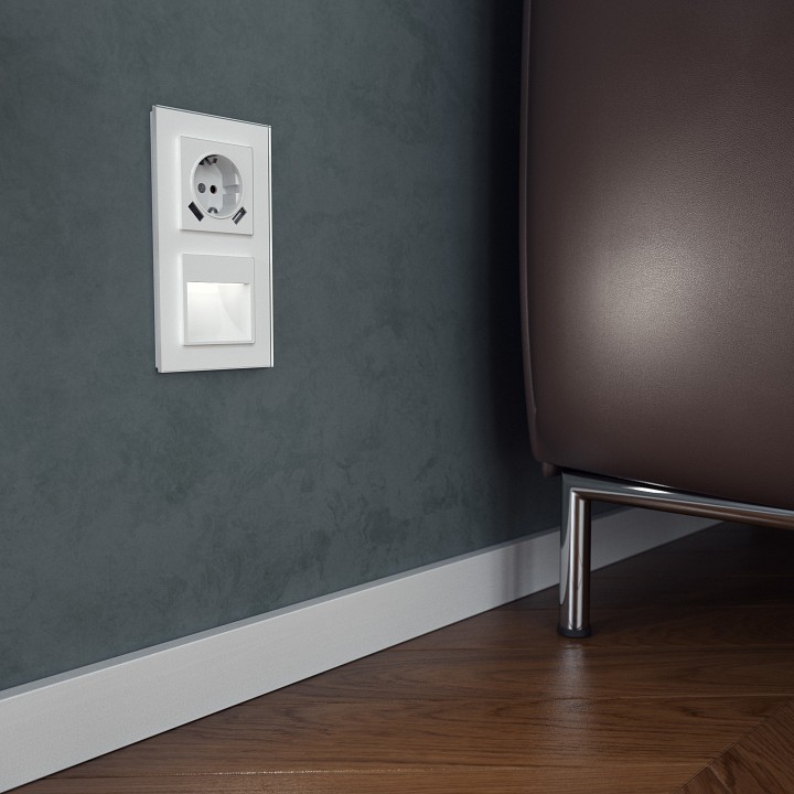 Розетка с заземлением и со шторками и 2хusb, Без рамки werkel белый w1171501