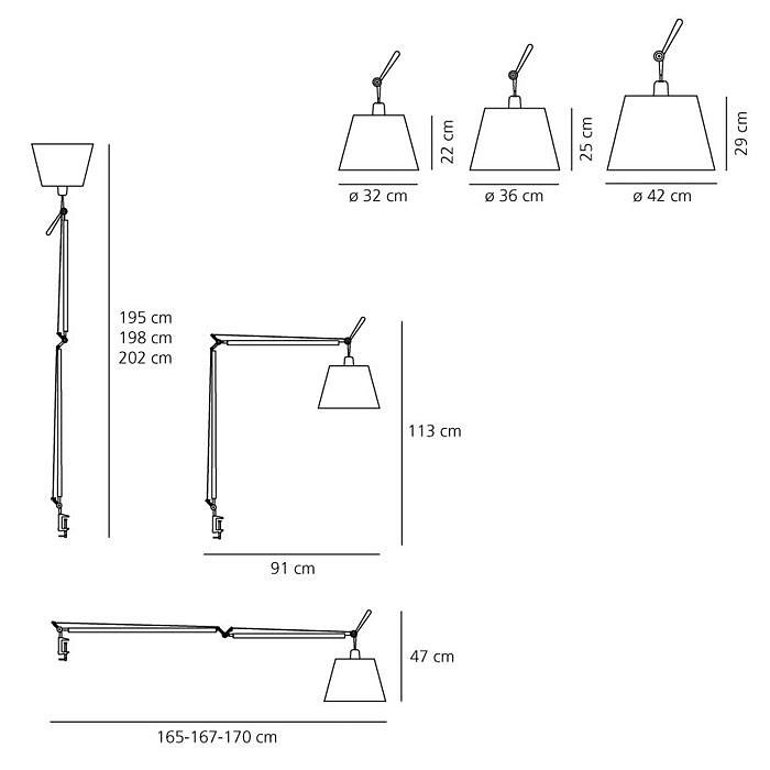Основание для настольной лампы artemide tolomeo mega e27 150вт k 0564010a
