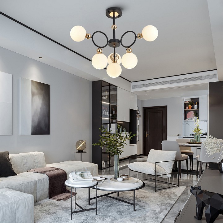 Люстра на штанге arte milano neapolis-73808 274307/6 bk/gd