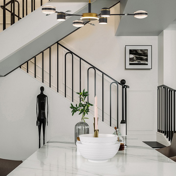 Люстра на штанге arte milano ferrara-71040 276240/6+1 bk/gd