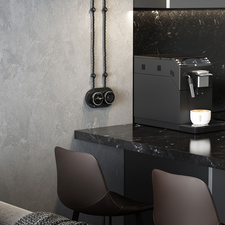 Выключатель одноклавишный с корпусом werkel vintage (черный матовый/хром) w5812051