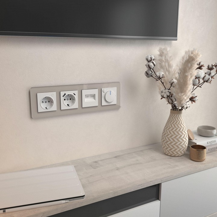 Рамка на 4 поста werkel elite (дымчатый, Стекло) w0042417