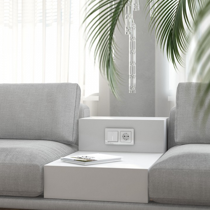 Выключатель проходной одноклавишный с подсветкой без рамки werkel белый акрил w1112141