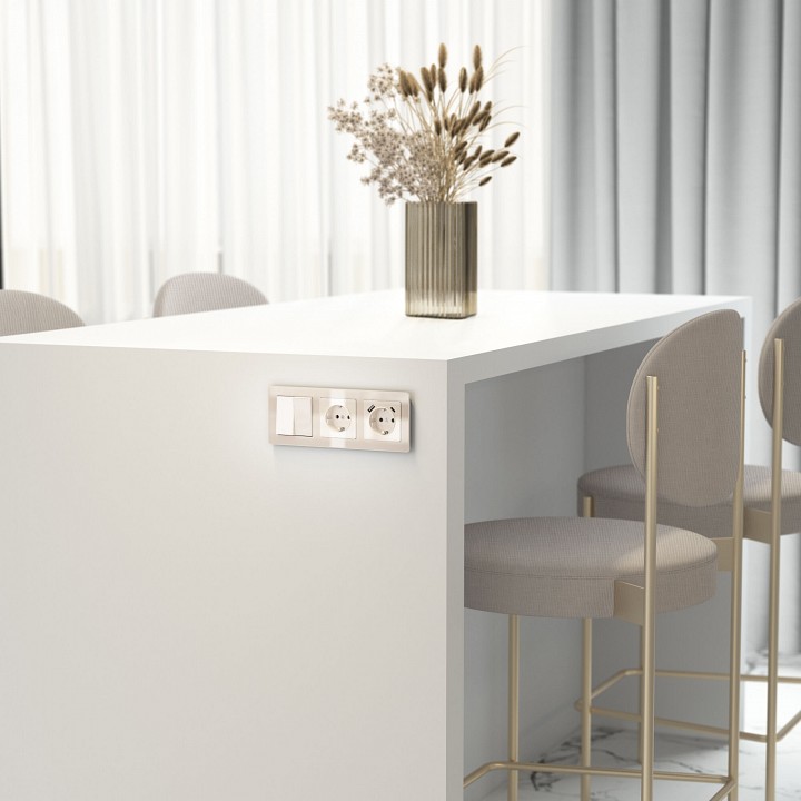 Розетка с заземлением, Без рамки werkel айвори акрил w1171043