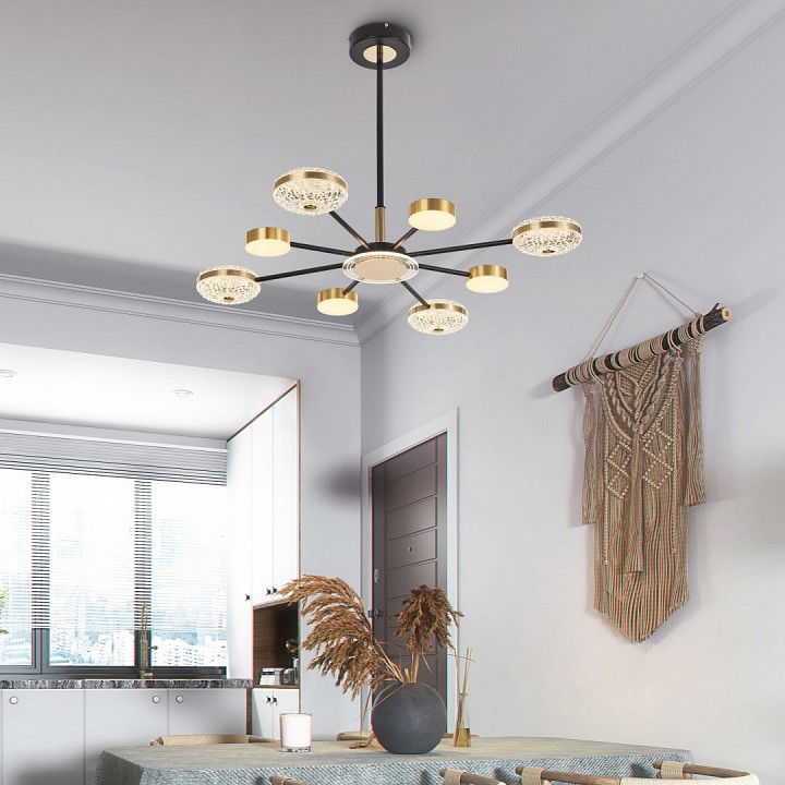 Люстра на штанге arte milano ferrara-72069 272069/8 bk/gd