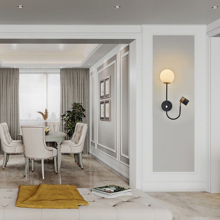 Бра с подсветкой arte milano ferrara-71040 274802/1+1b bk/gd