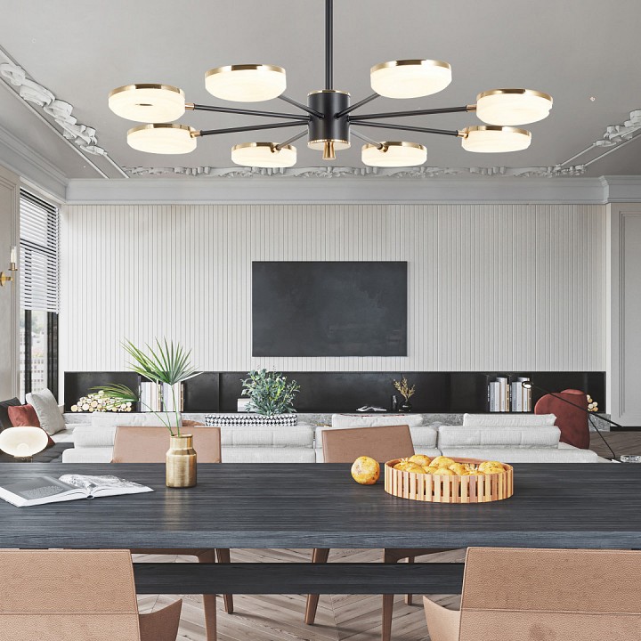 Люстра на штанге arte milano ferrara-72999 277499/8 bk/gd