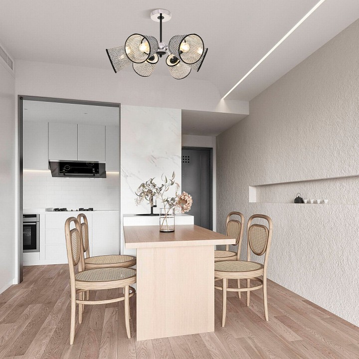 Люстра на штанге arte milano napoli-320007 320007/3+3 cr.bk