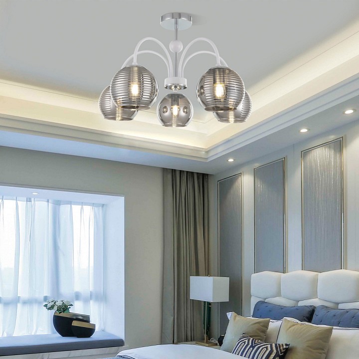 Люстра на штанге arte milano napoli-320719 320719/5 cr+wh