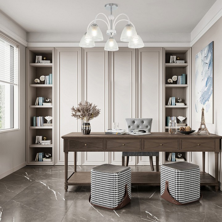 Люстра на штанге arte milano napoli-321410 321410/5 cr+wh