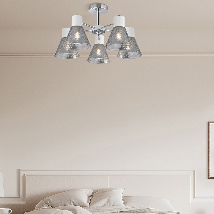 Люстра на штанге arte milano napoli-322408 322408/5 cr+wh