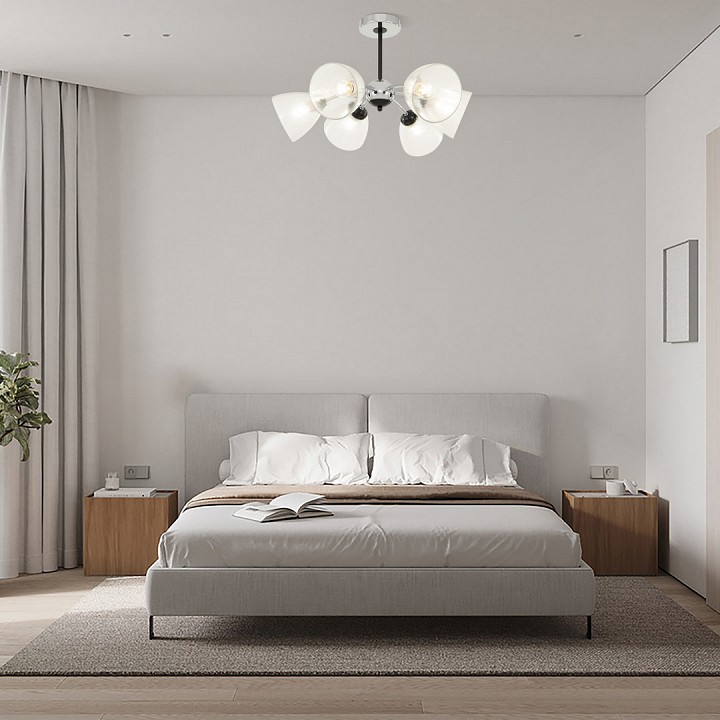 Люстра на штанге arte milano napoli-329007 329007/3+3 cr.bk