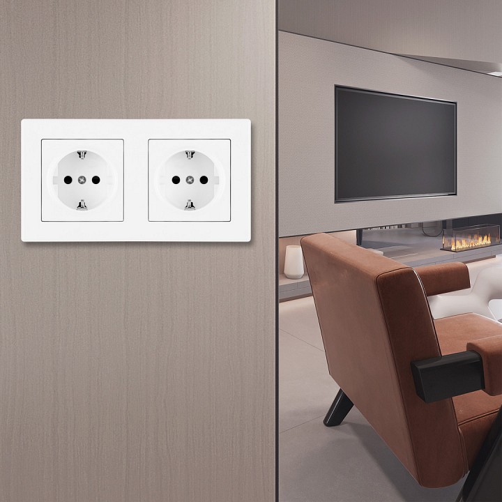 Розетка с заземлением и со шторкой arte milano set06-2 set06-2-40-1x2 white