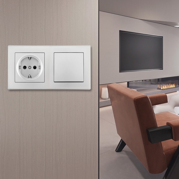 Блок с розеткой и выключателем arte milano set16-2 set16-2-40-1-30-1 silver