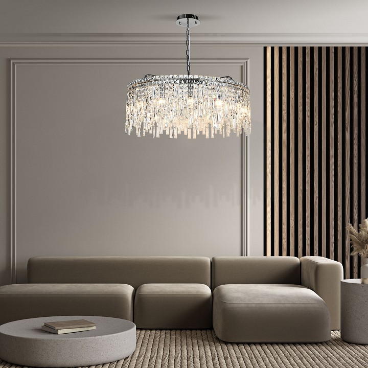 Подвесная люстра eurosvet blitz 60159 хром/ прозрачный хрусталь strotskis