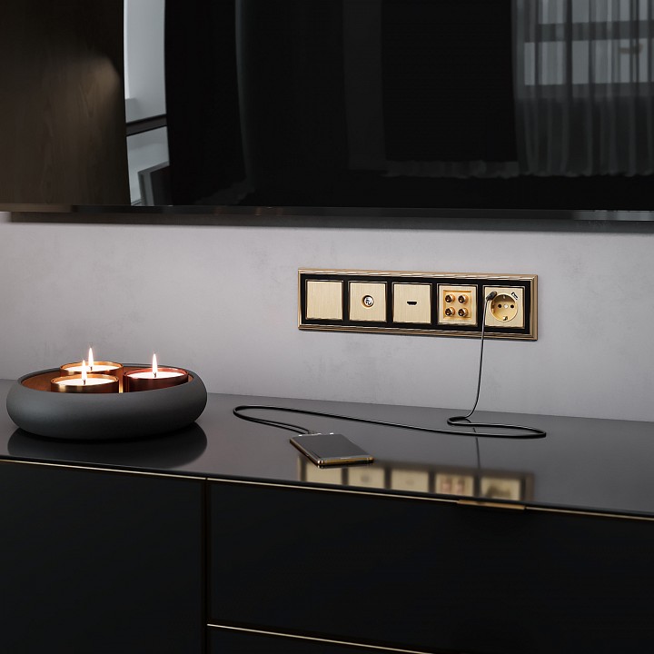 Накладка для розетки с заземлением и 2хusb werkel шампань рифленый w1179510