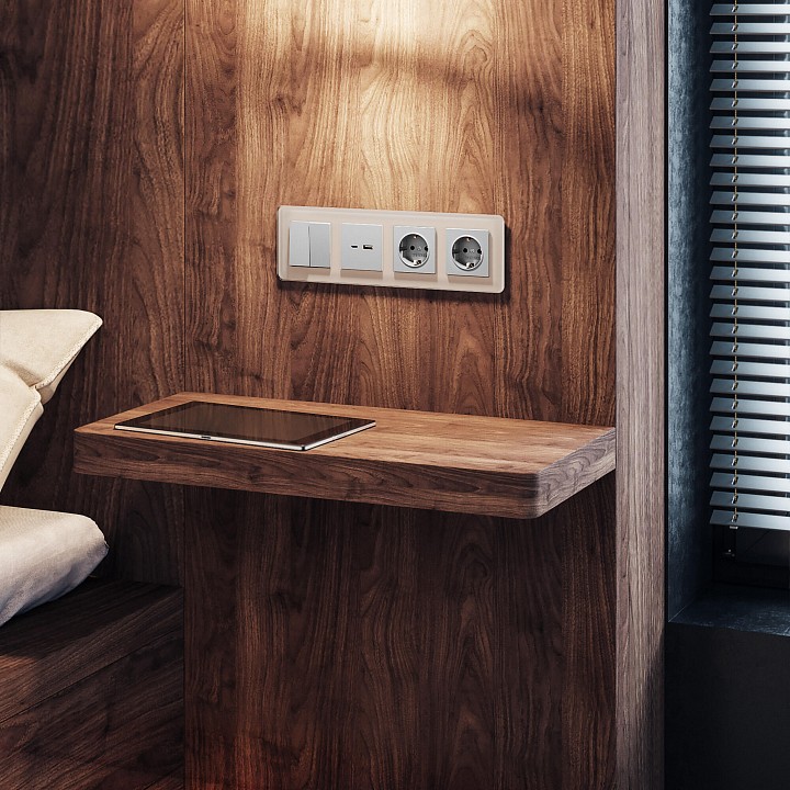 Рамка на 4 поста werkel elite (дымчатый, Стекло) w0042417