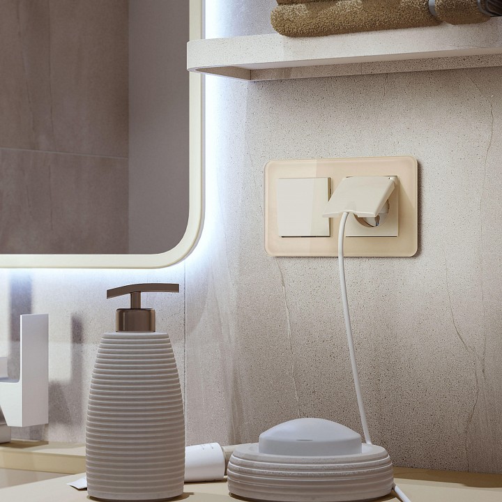 Рамка на 2 поста werkel elite (айвори, Стекло) w0022443