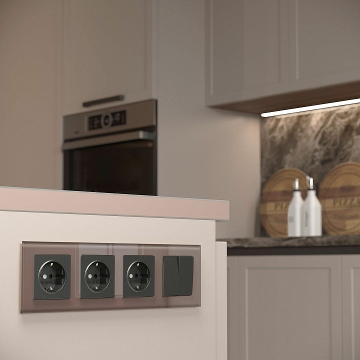 Рамка на 4 поста werkel favorit (латте, Стекло) w0041142