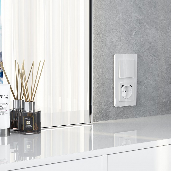 Выключатель одноклавишный без рамки werkel белый акрил w1110041