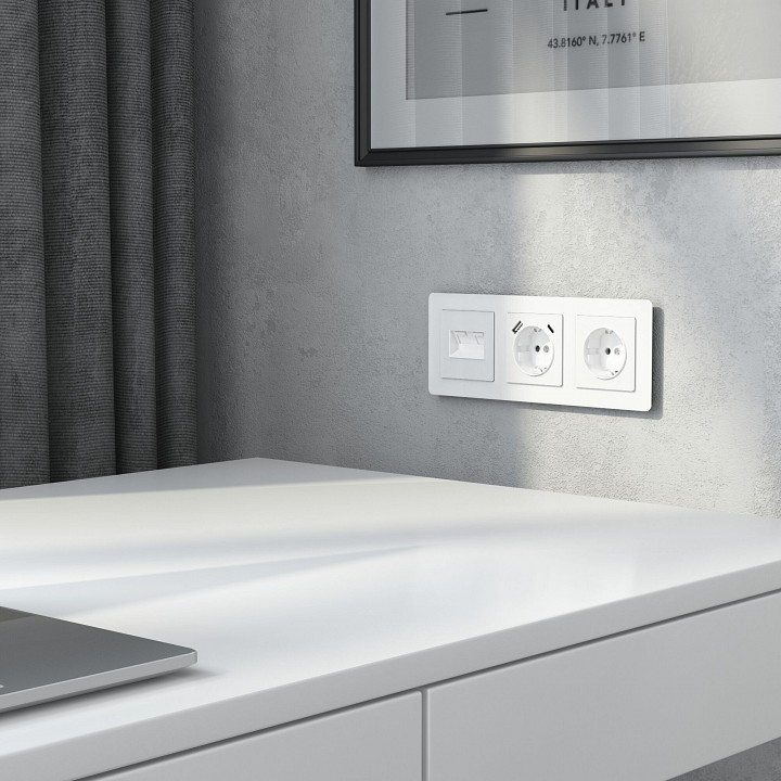 Накладка для розетки ethernet rj-45 werkel белый акрил w1191141