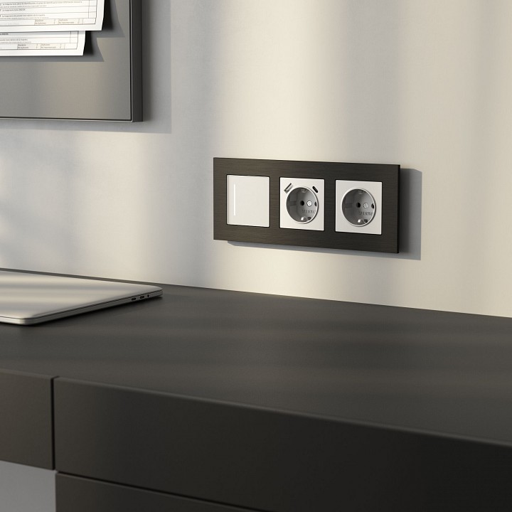 Рамка на 3 поста werkel alumax черный алюминий w0033508