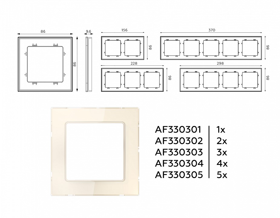 Рамка на 4 поста ambrella volt platos стекло органическое af330304