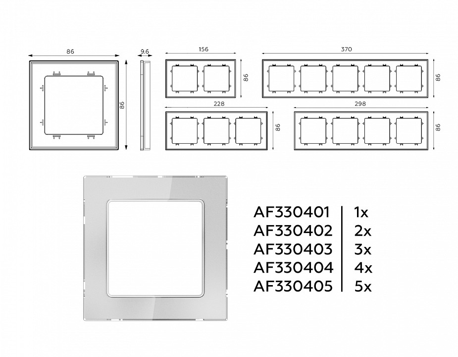 Рамка на 4 поста ambrella volt platos стекло органическое af330404