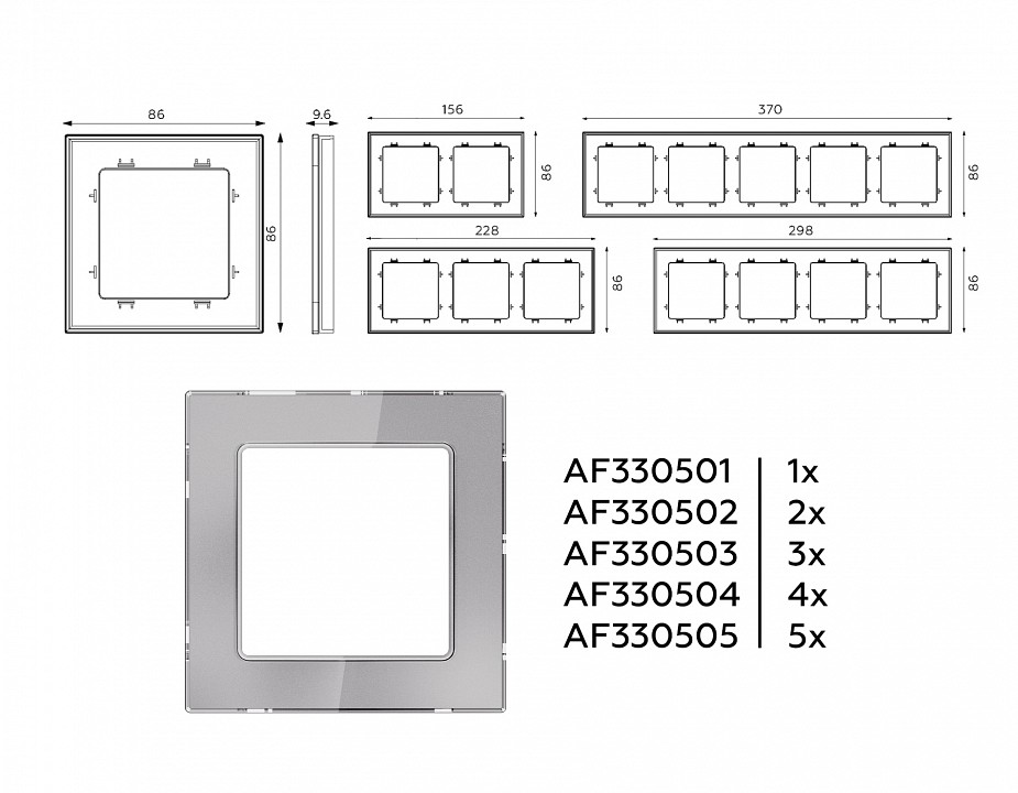 Рамка на 1 пост ambrella volt platos стекло органическое af330501