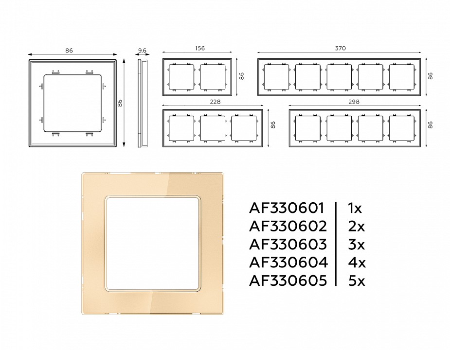 Рамка на 1 пост ambrella volt platos стекло органическое af330601